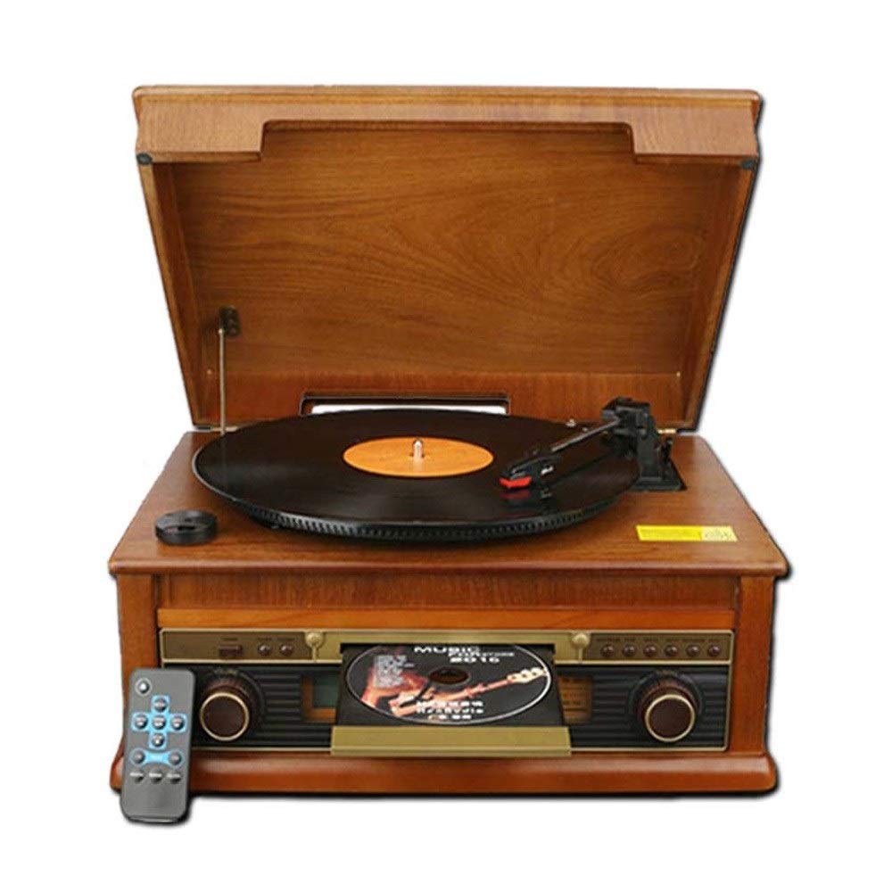 Home Audio Speakers Classic Retro Turntable,Wireless Connection Vintage Style Record Player,to MP3 Recording, Natural Wood