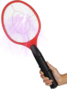 Electric Fly Swatter Racket Fly Zapper Handheld Electric Bug Zapper Fly Killer Mosquito Insect Wasp Zapper Killer Insects Killer Racket for Indoor Outdoor Home Camping Picnics Pest Control Red