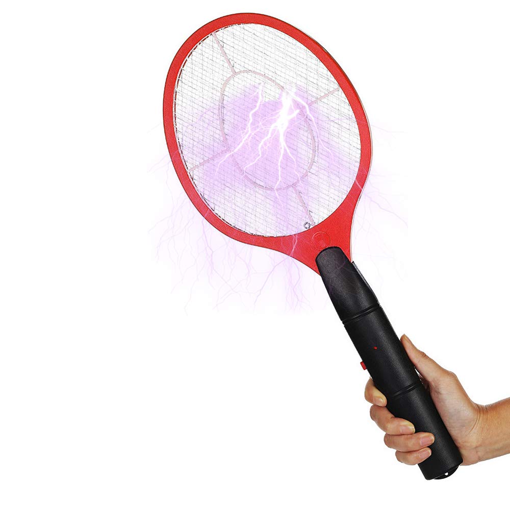 Electric Fly Swatter Racket Fly Zapper Handheld Electric Bug Zapper Fly Killer Mosquito Insect Wasp Zapper Killer Insects Killer Racket for Indoor Outdoor Home Camping Picnics Pest Control (Red)