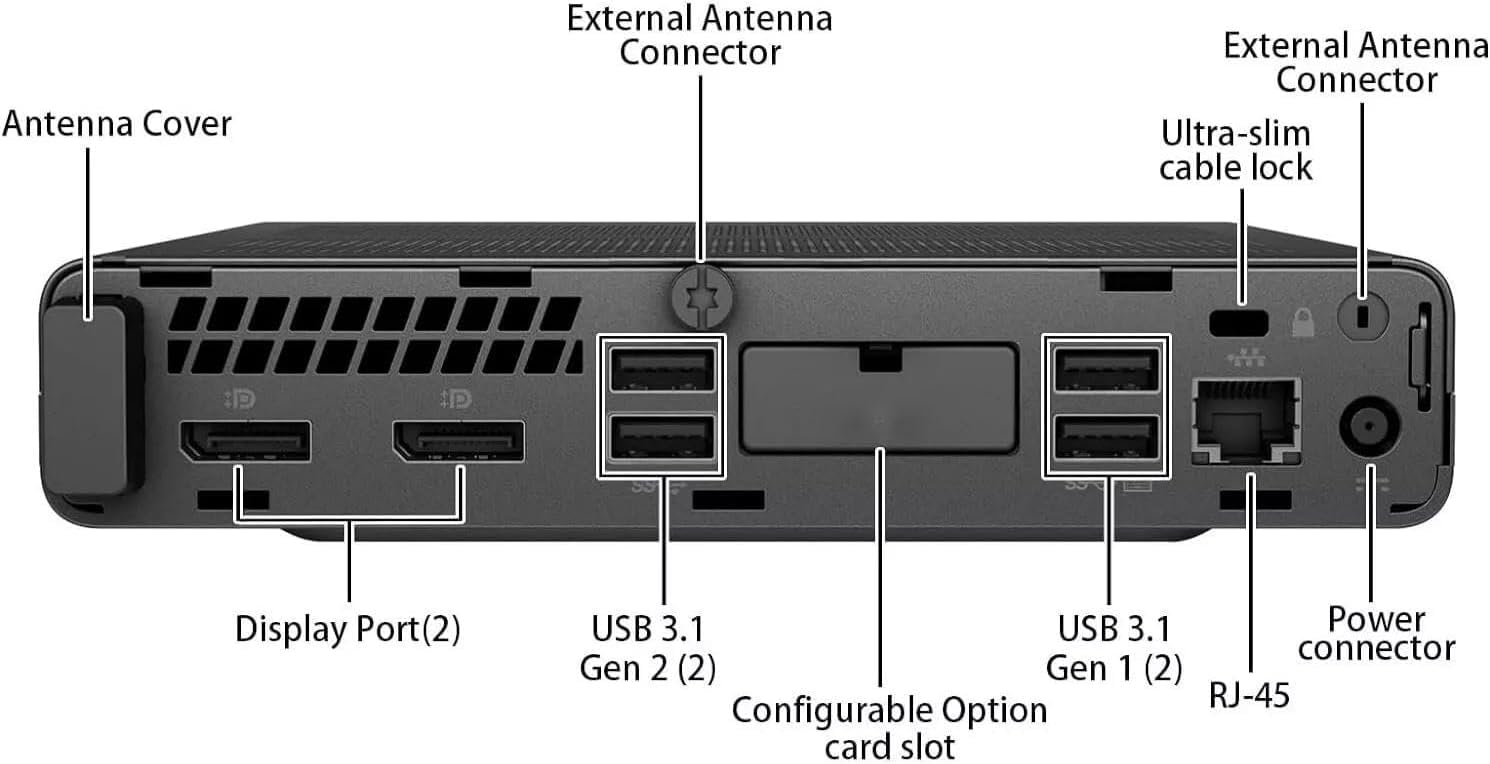 HP ProDesk 600 G5 Mini PC de escritorio, Intel Pentium G5420T, 8GB RAM, SSD 256 GB, Bluetooth, teclado QWERTY, ratón, USB WiFi, Windows 11 Pro (reacondicionado) — view 8