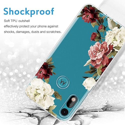Miniatura 7 de Funda para Moto E 2020, Motorola E 2020 para niñas y mujeres, delgada, a prueba de golpes, patrón transparente, suave, flexible, TPU trasero, funda