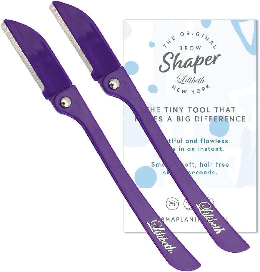 Brow Shaper - Dermaplaning Blades for Face - Face Shaver for Women - Dermaplaning Tool for Women - Pack of 2 Derma Blades (Purple)