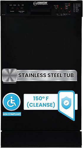 Miniatura 2 de Ecuador 18 in Lavavajillas 10 lugares+Estante de vino 0.12 oz QUIET 51 dB 110V E-Star ADA en Negro