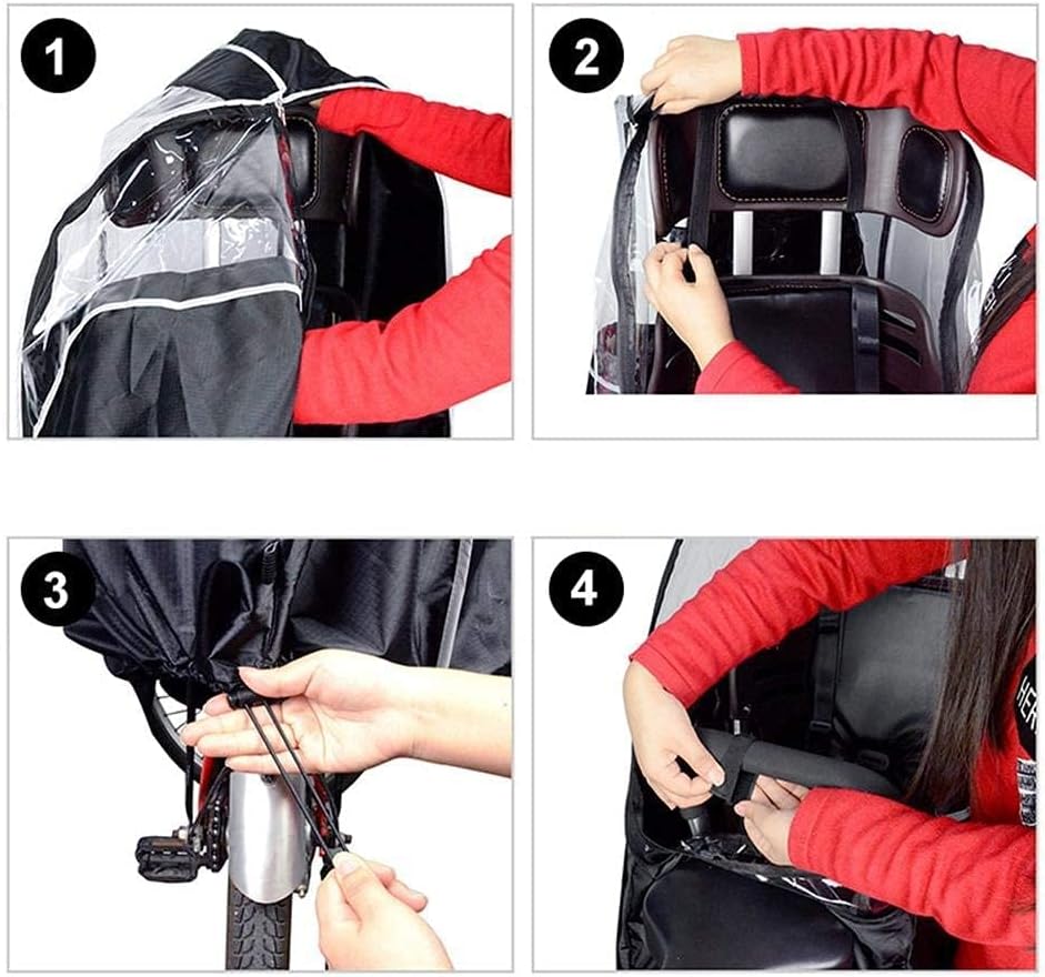 Bike Rear Seat Canopy, Kids Bike Back Seat Cover with Transparent Window Outdoor Rain Protection Bike Back Seats Rain Coat