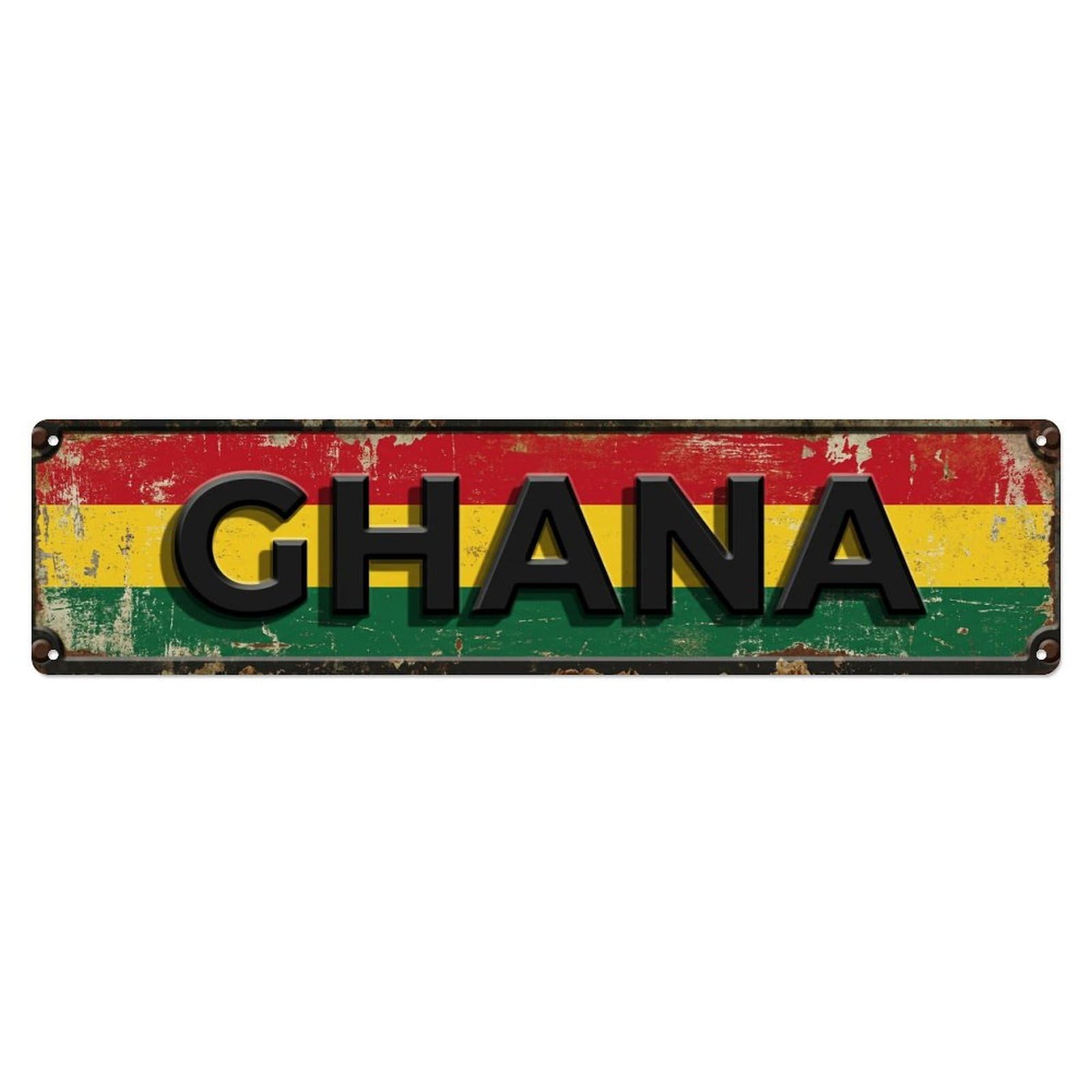Vintage Ghana Flag Pattern Metal Tin Sign