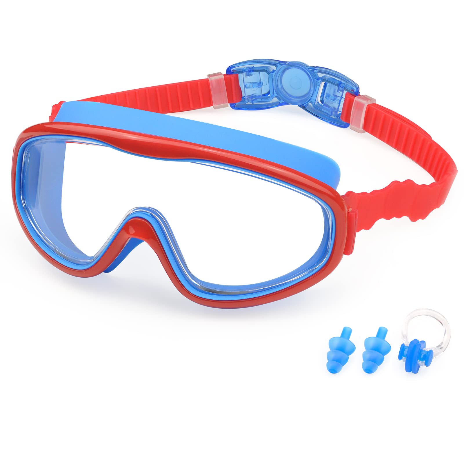 KAILIMENG Kids Swim Goggles, Anti-Fog Anti-UV Wide View Swimming Goggles for Age 3-15