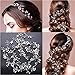 TOKERD 50cm Bridal Hair Vine for Wedding Crystal Hairband Silver Pearl Hair Accessories Rhinestones Hair Vine Headpieces Bride Hair Styling Accessories for Women Girls Ladies