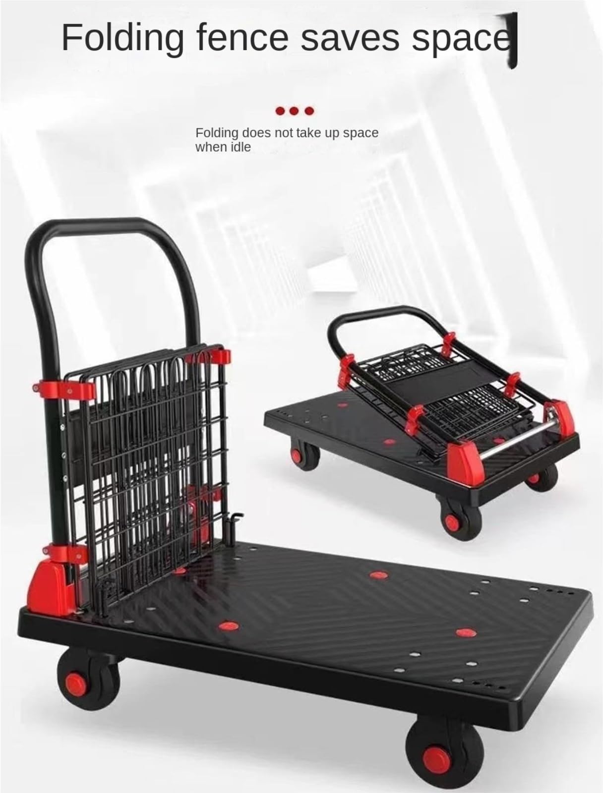 Transportkarre Hubwagen Plattformwagen Mit Käfig, Zusammenklappbarer Wagen, Robuster Handwagen Transporthilfe