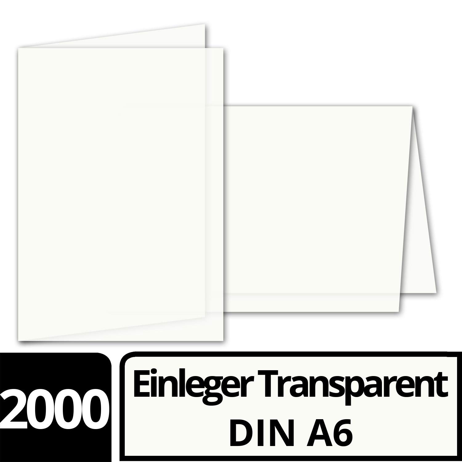 GUSTAV NEUSTAV NEUSER® - 2000 fogli di carta pieghevole pieghevole formato A6, colore bianco trasparente, 143 x 200 mm (piegato100 x 143 mm)