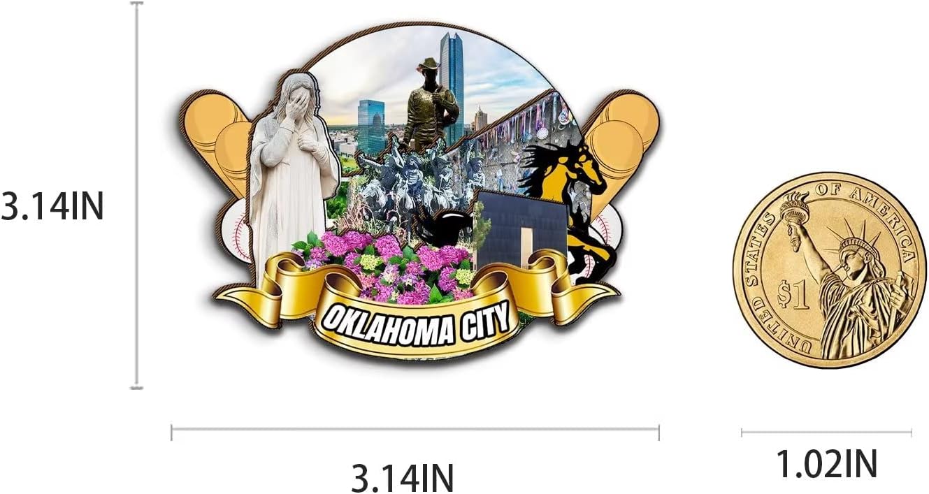 Oklahoma City Oklahoma USA Magnet Fridge Magnet Wooden 3D Landmarks Travel Collectible Souvenirs Decoration Handmade image 3