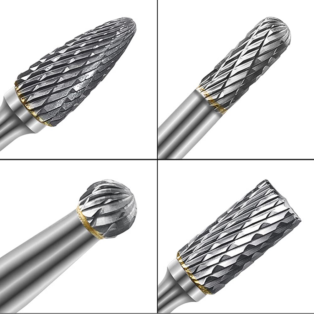 ASNOMY 8 szt. Zestaw zadziorów obrotowych z węglików z węglików – 6 mm trzpień 6 mm/10 mm/12 mm głowica szlifierki z litego węglika obrotowego zestawu plików do wiertła do szlifierki, metalu,