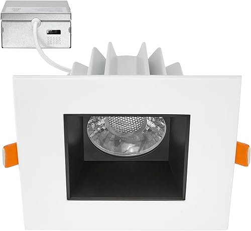 Maxxima 4 pulgadas Luz de techo empotrable ultra delgada antirreflejos LED, sin lata, clasificación IC, 5 opciones de temperatura de color