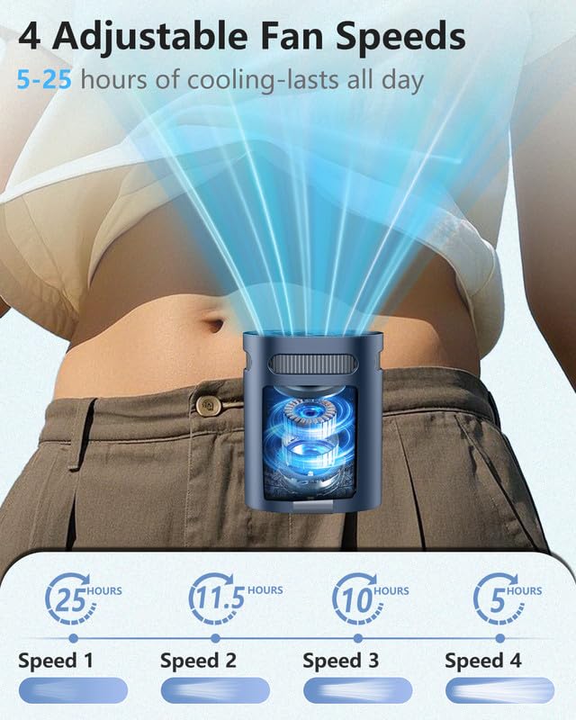 Image of Belt Fan Clip on Waist Portable Cooling Fan-Individual Personal Noiseless Cooler Under Clothes Tshirt Hip Pants Back,Summer Hot Flashes Wear around Your Neck for Adult Outside Walking Working Pink