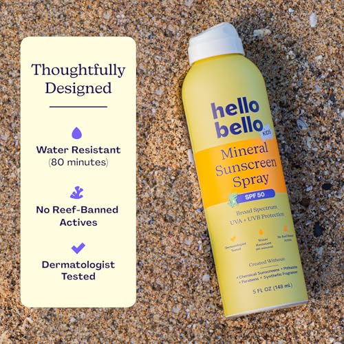 Image of Hello Bello Kids Sunscreen - SPF50 Broad-Spectrum Mineral Sun Spray, 5oz
