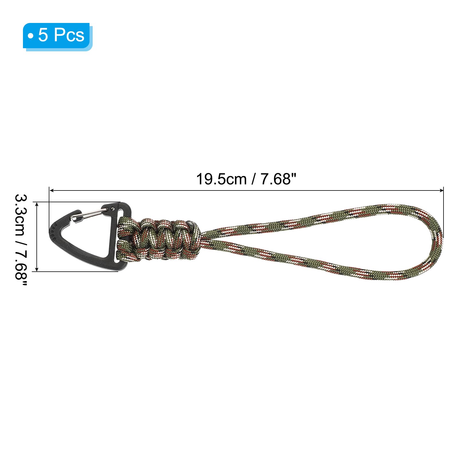 PATIKIL Paracord Brelok, 5 szt., smycz survivalowa, brelok z haczykiem, odpowiedni na kemping, wędrówki, klips, klucz, plecak, narzędzie, na zewnątrz, wędkowanie, brelok, pomarańczowy