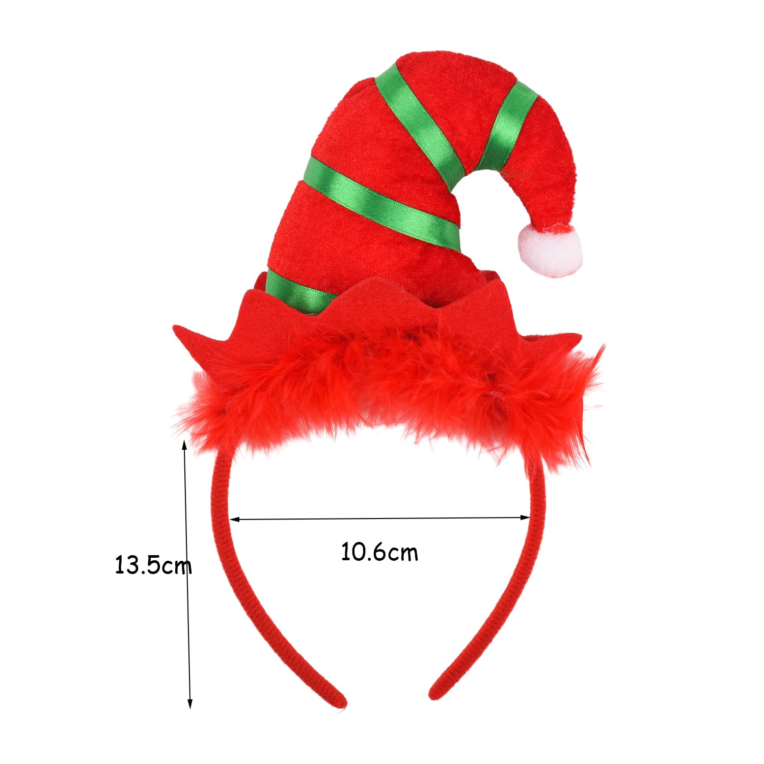 MFUOE 2 Pieces Christmas Elf Headband Mini Hats Headband Novelty Plush Headdress for Christmas Party Holiday Hair Accessories Xmas Favrors Gifts - Image 2