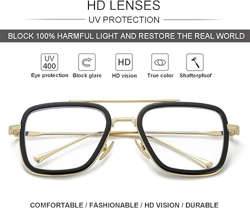 Miniatura 7 de NIDOVIX Gafas de bloqueo de luz azul estilo Tony Stark para hombres y mujeres, gafas de juegos de computadora de Iron Man y Spider-Man