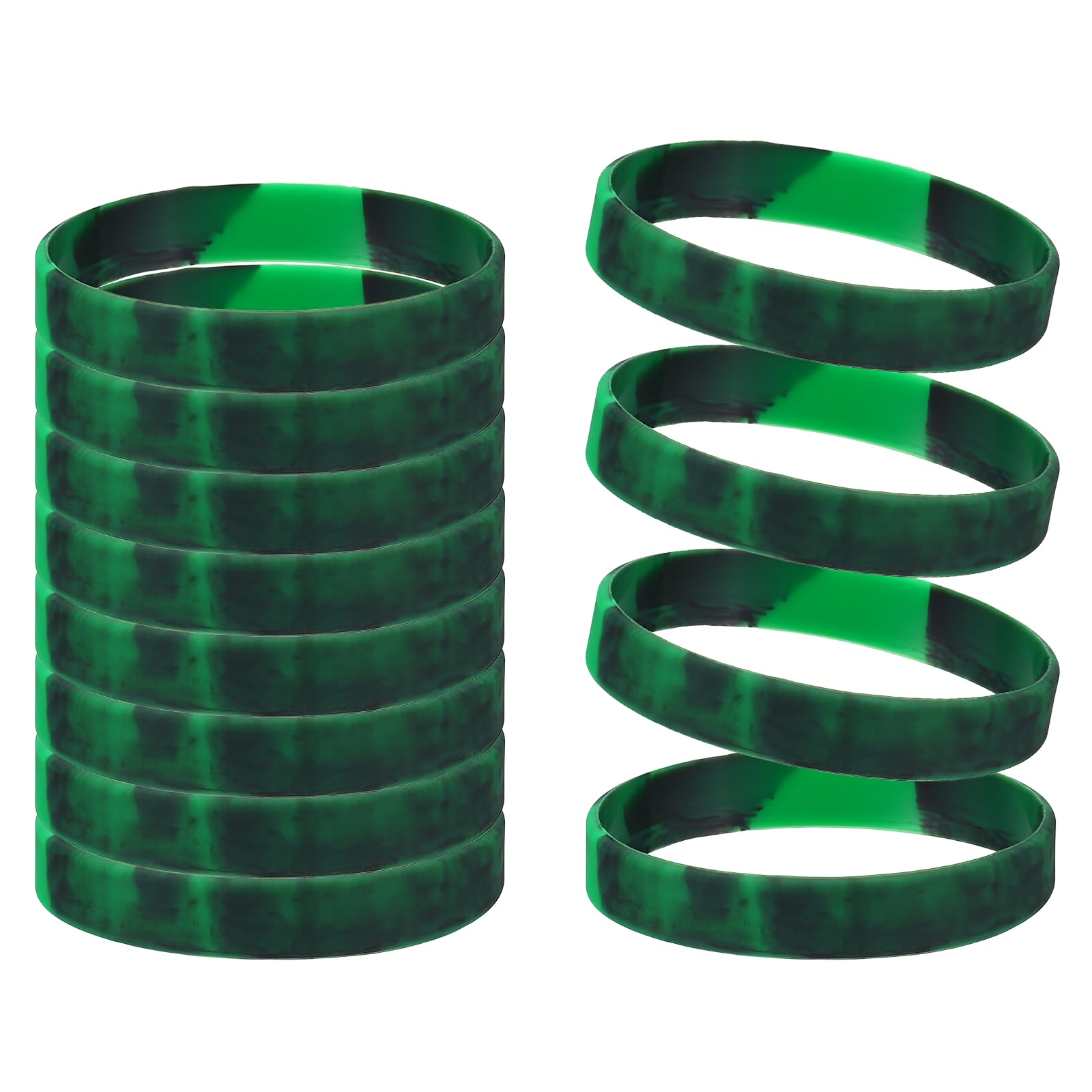 YELARXI Color Pattern Rubber Bracelets Wristbands, Silicone Bracelets Wristbands for Adults Wrist Band 12 Pcs & Mixed Green Black-Fitting for Both Men and Women — image 1