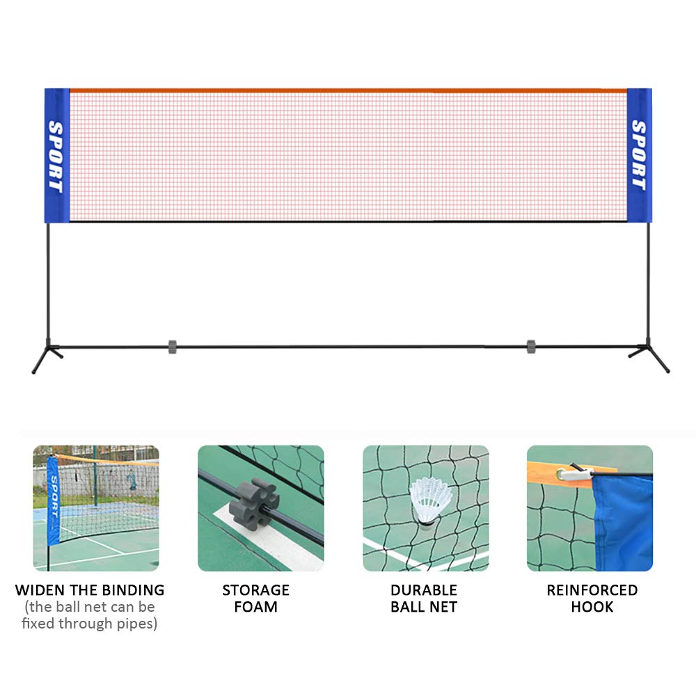 Filet de Badminton Exterieur Filet de Volley Ball de Tennis de Badminton Pliable réglable de 3 m / 4 m / 5 m / 6 m avec Sac de Transport pour Support, pour Les Sports de Plage en Plein air