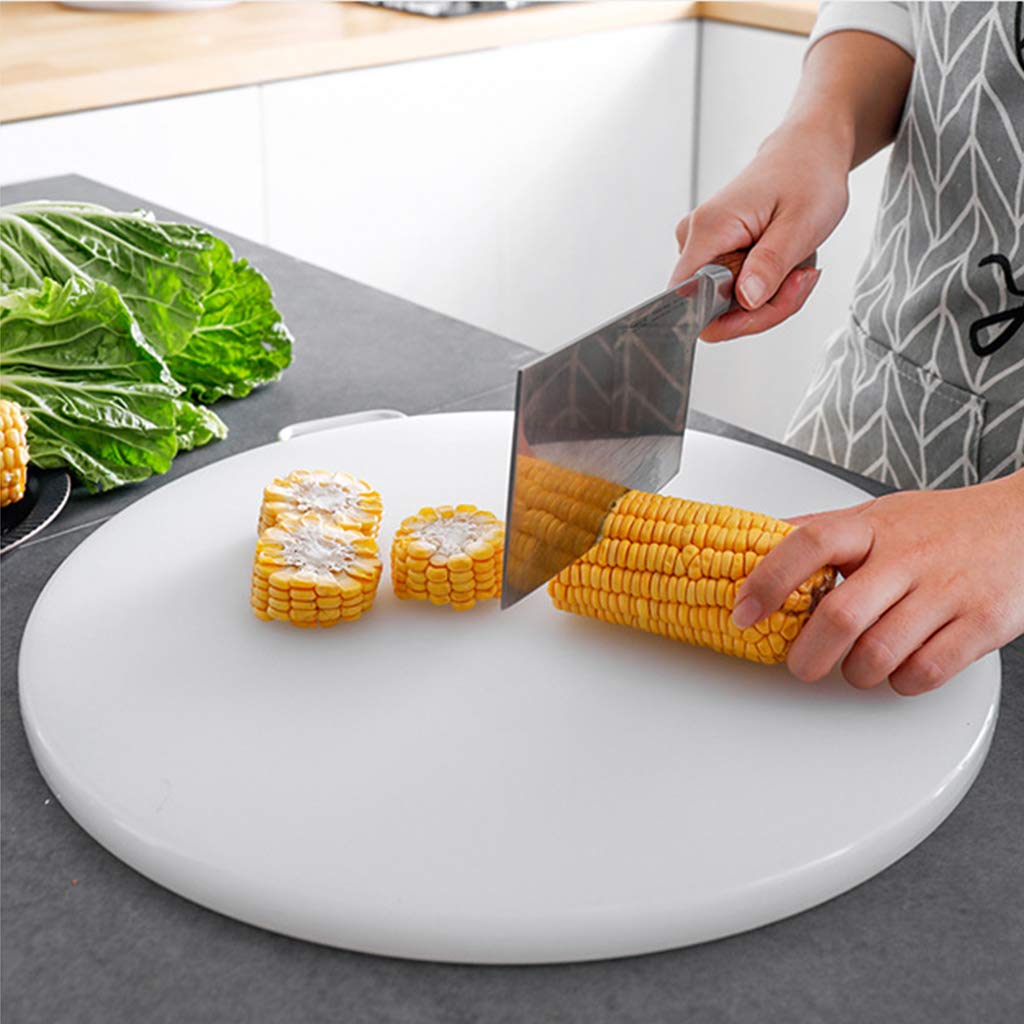 Tabla de Cortar Redonda de Doble Uso para Cocina, de plástico PP, respetuosa con el Medio Ambiente, diámetro 38 cm, Grosor 1,9 cm.