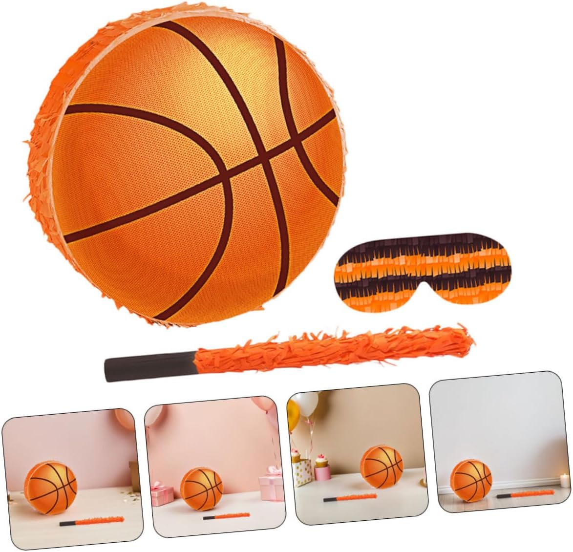 Basketball Party Decoration with Blindfold Stick and Confetti Sports Themed Birthday Supplies for Interactive Games and Photo Props for Sports Parties and School Events