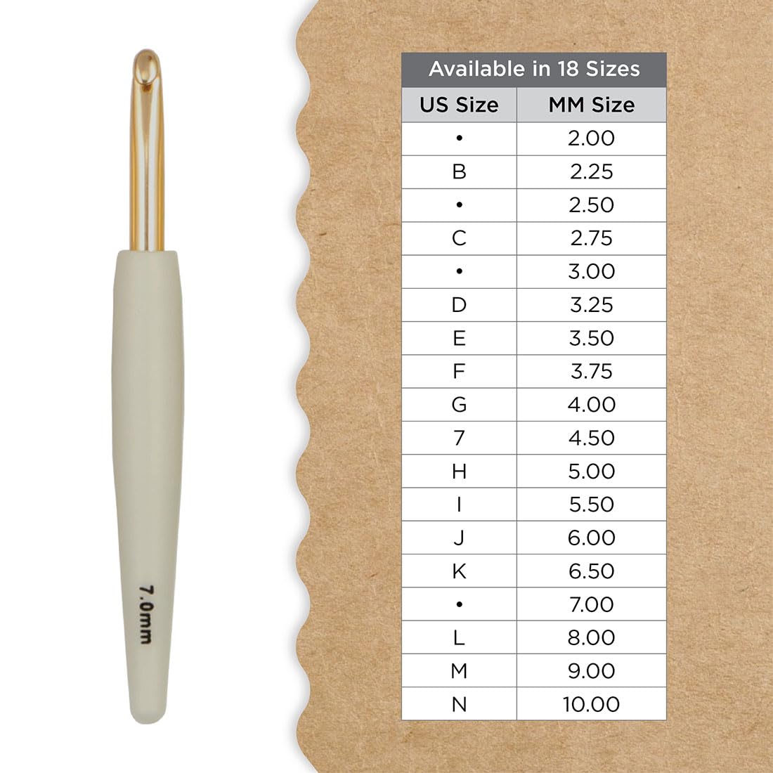 Knitter's Pride Pearl Aluminium Crochet Hook 7.00 mm - 1 piece, Beige, 7.00mm - Image 4