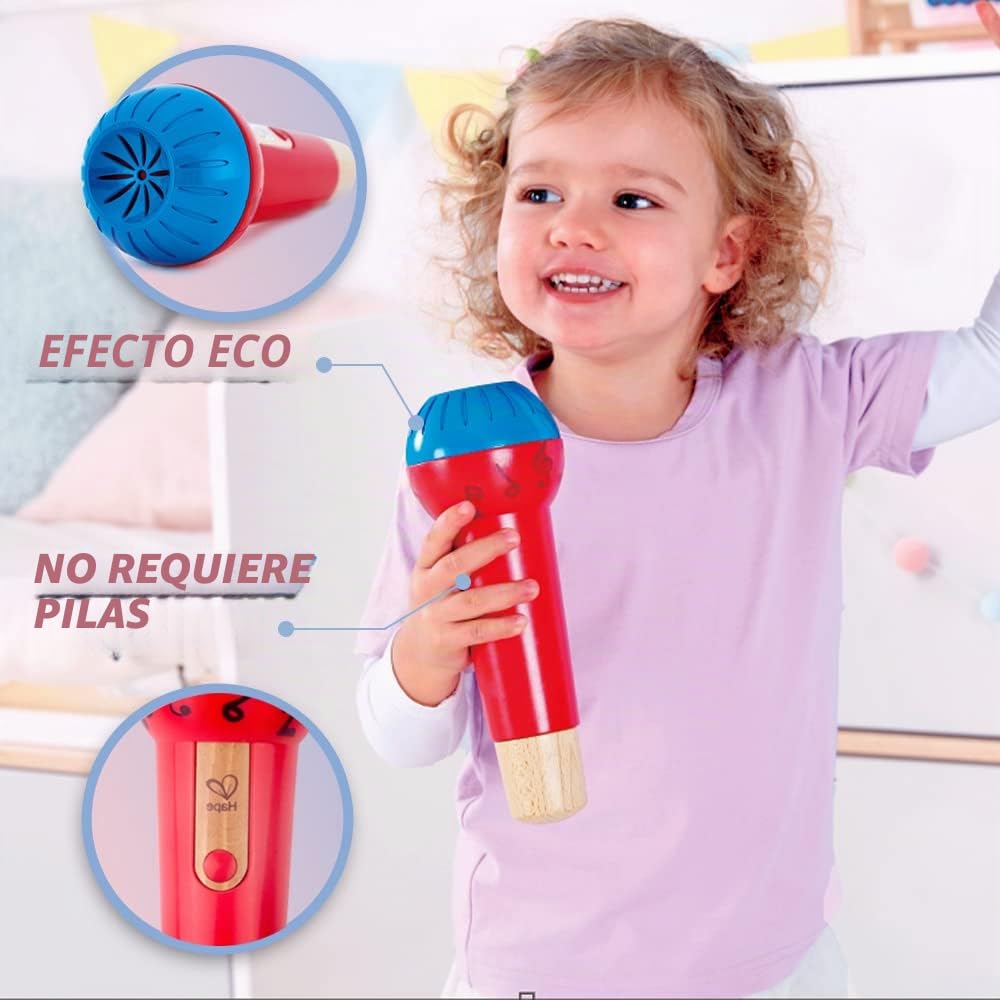 Hape Micrófono Eco Prodigioso, Micrófono de Juguete con Amplificador de Voz Sin Pilas para Niños y Niñas a Partir de 1 Año (el embalaje puede variar)