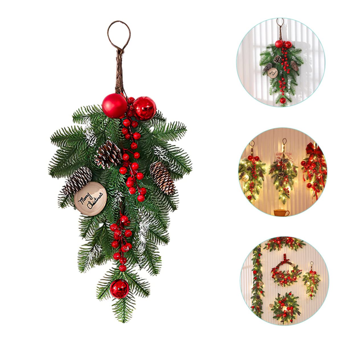 Beatifufu Upside Down Christmas Tree Christmas Stair Swag Decorative Wreath Window Wreaths Xmas Decor