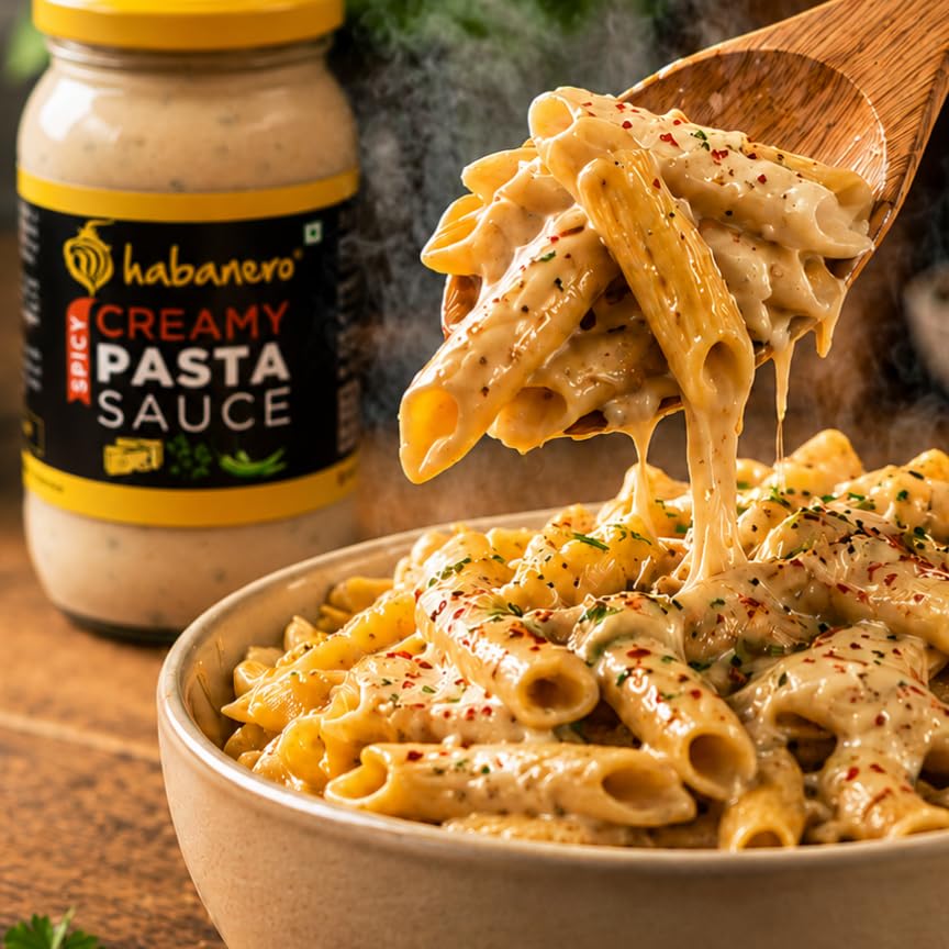 Image of Habanero Creamy Pasta Sauce | Rich & Cheesy White Sauce for Pasta, Pizza & Garlic Bread | Ready to Cook | 350g