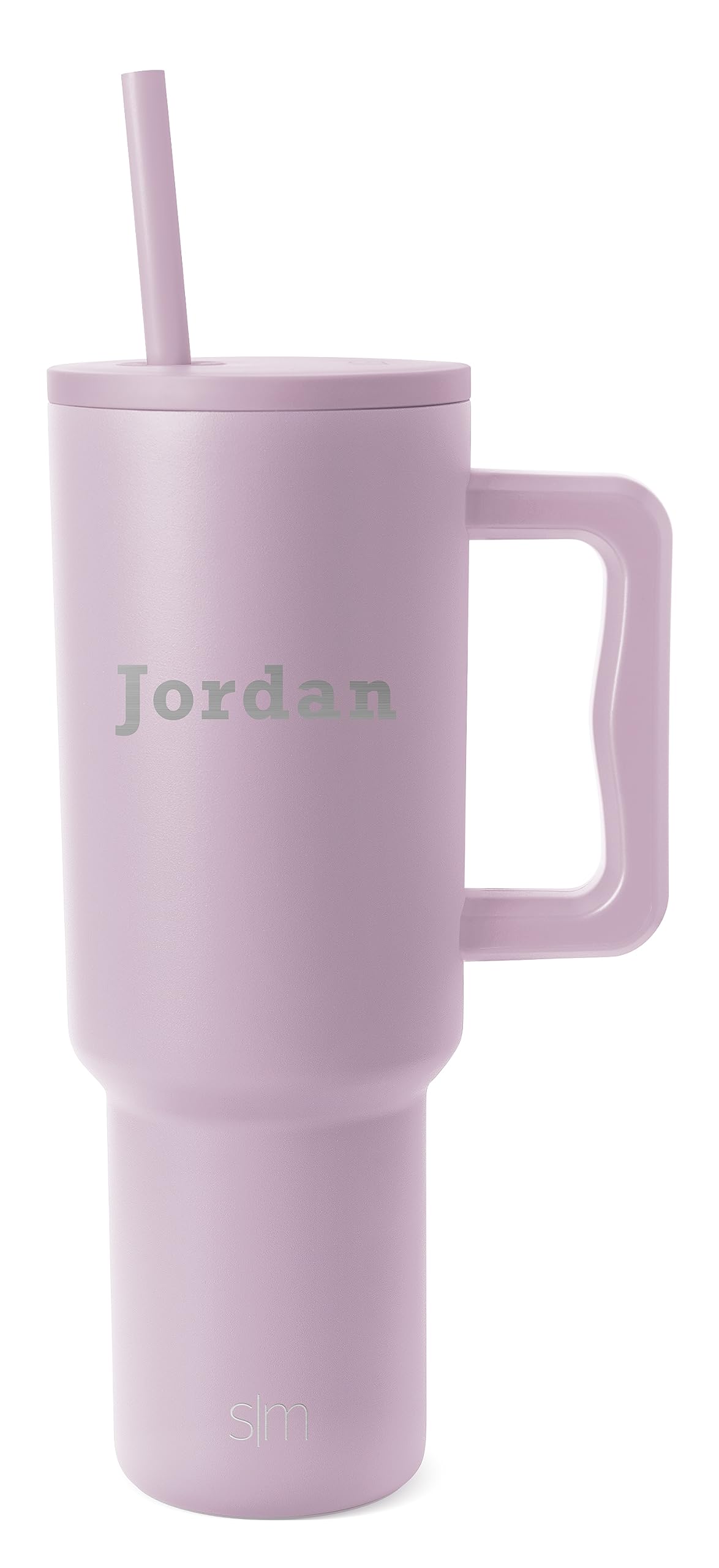 Simple Modern Personalized 40 oz Tumbler with Handle and Straw Lid Custom Laser Engraved Gifts for Women Men Cupholder Friendly Insulated Stainless Steel Water Bottle | Trek Collection | Lavender Mist
