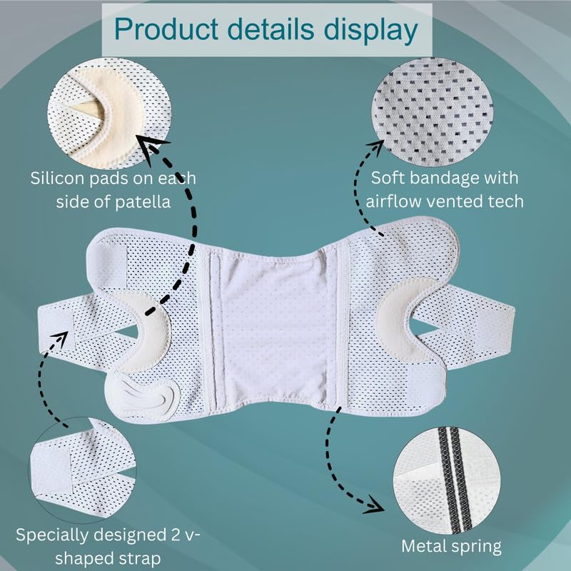 Image of Wonder Care Adjustable Wrap Knee Support Brace, Air Mesh Fabric Knee Brace Cap for Pain Relief, Sports, Arthritis, Running Protection Men Women [White] (1, L)