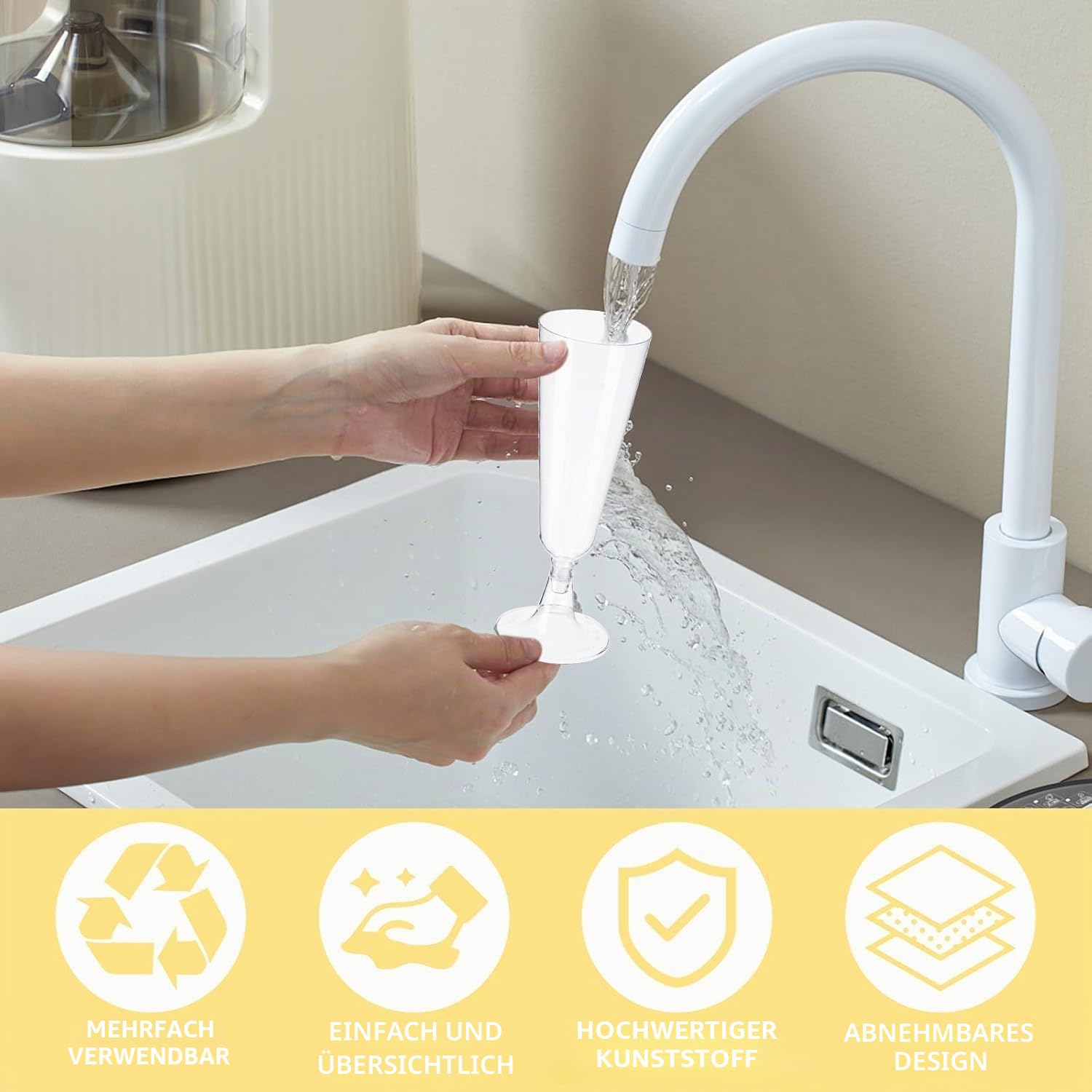 AKOLAFE 100 Stück Sektgläser Plastik 160ml Sektgläser Kunststoff Mehrweg Sektglaser Transparent BPA-frei Sektglas Stapelbare Champagnergläser für Hochzeiten, Geburtstage, Party