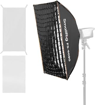 SMALLRIG 24 x 35" Quick Release Softbox Bowens FS-6090 with Diffuser/Honeycomb Grid/Bag, Softbox Compatible with SmallRig RC 220 pro, for Bowens Mount COB Lights, for Godox for Neewer -5369