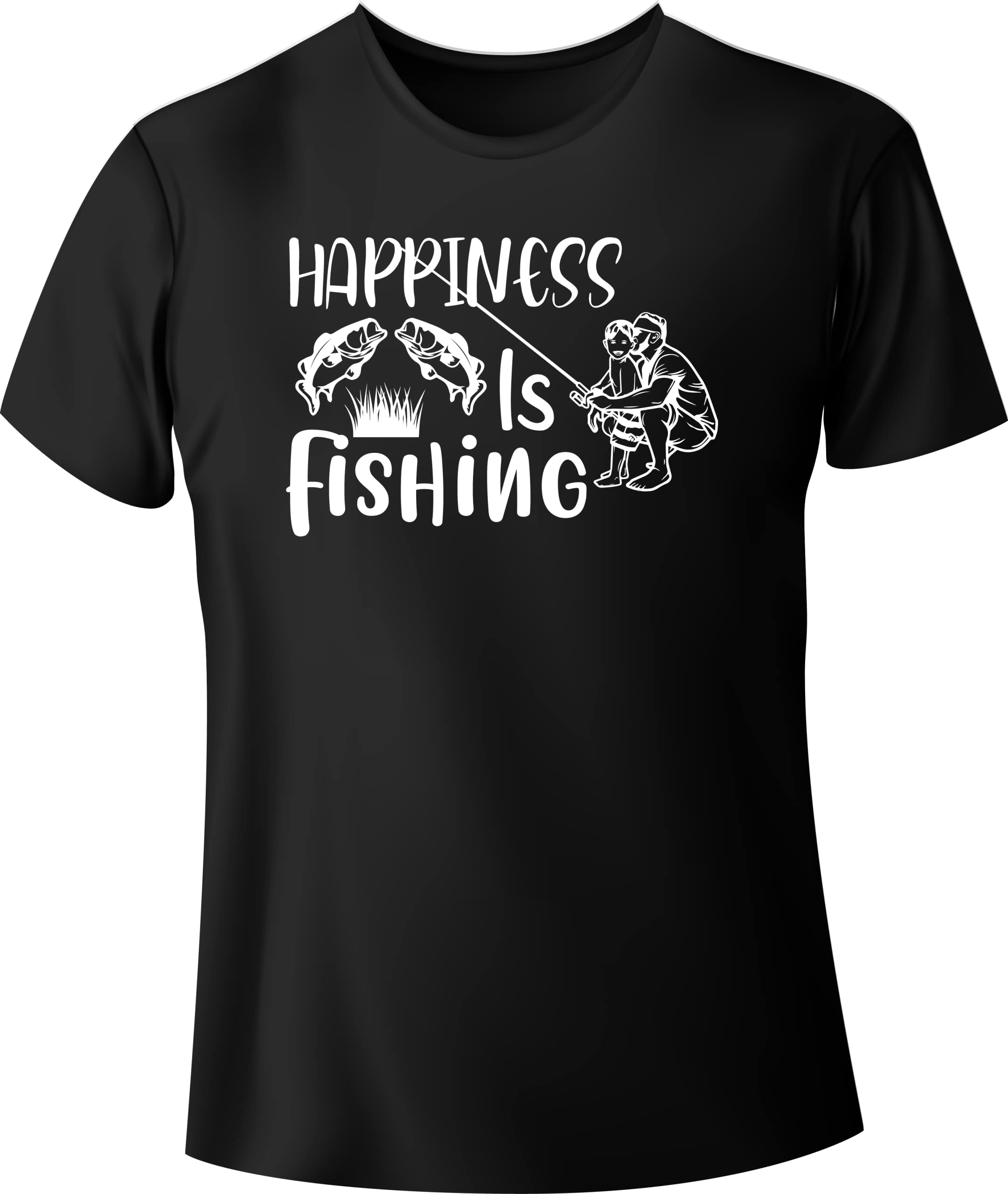 Emirates StreetwearHappiness Is Fishing - Fishing Shirt For Men, Fishing Tshirt For Him, Men Tee, 100% Cotton