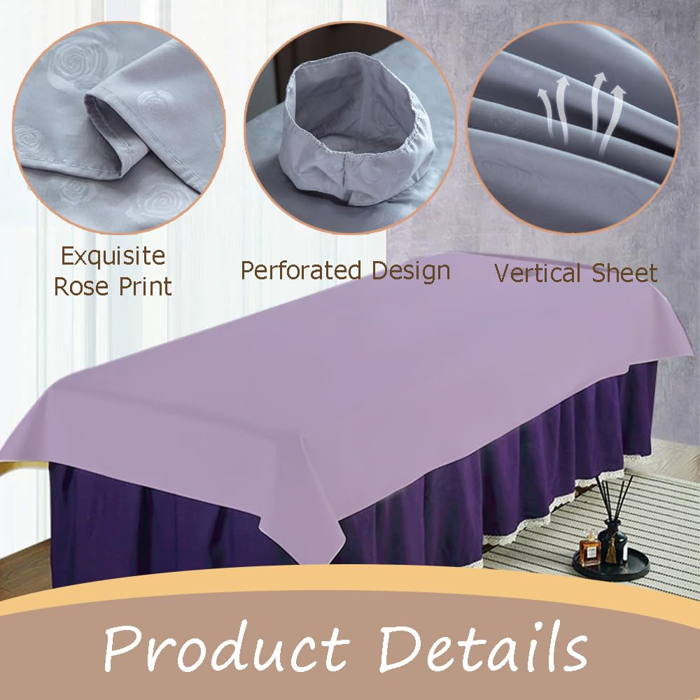 Massage Table Sheet with Hole - Rose Print Spa Cover -4