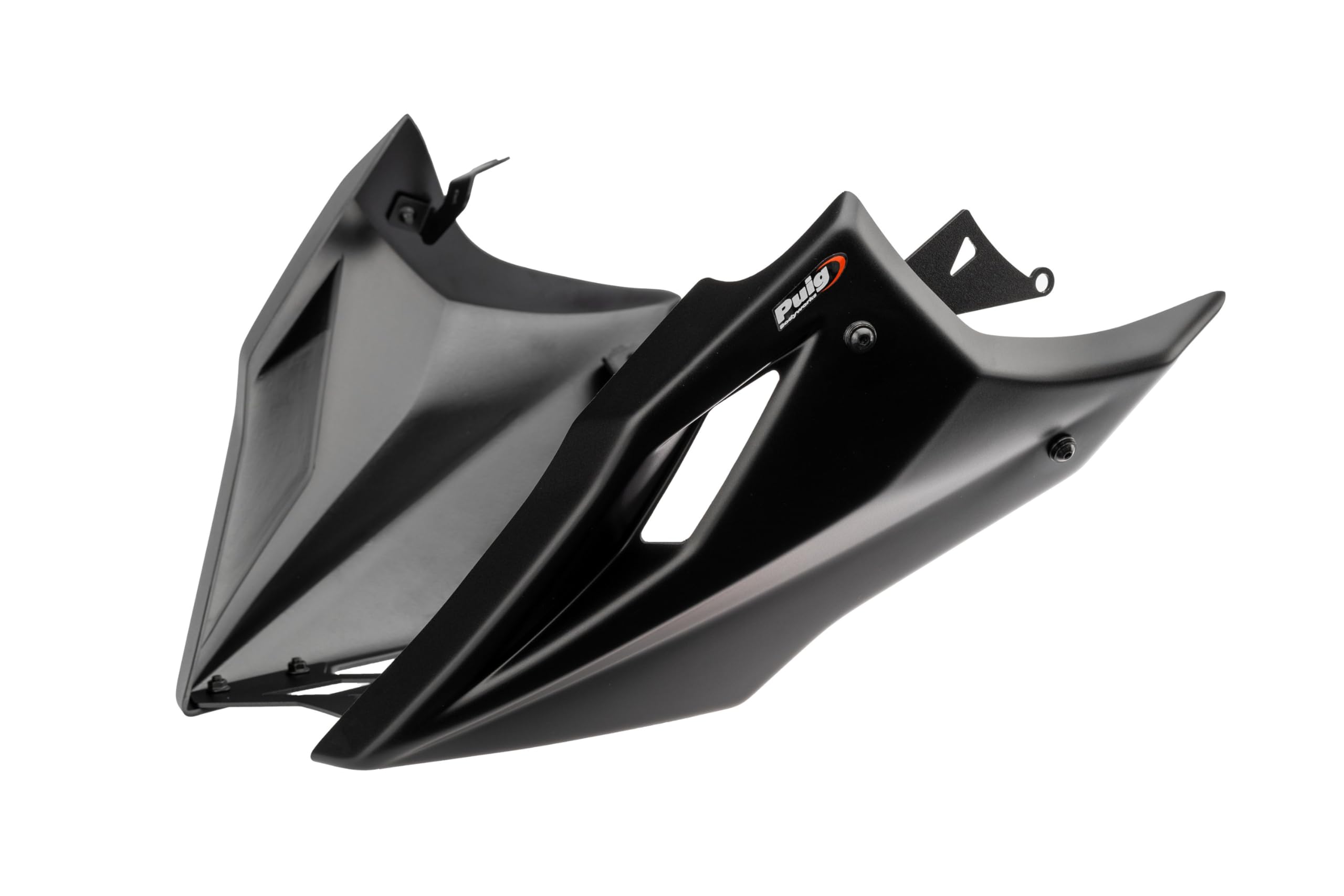 Puig 22732J Lower Fairing aerodynamic motorcycle belly pan made of high-resistance ABS and aluminum with sporty design and engine protection, Matte Black