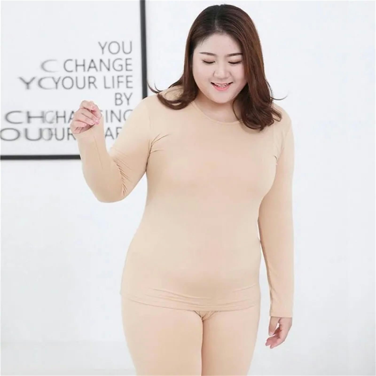 MdybF Conjuntos Térmicos para Mujer Juego De Ropa Interior Térmica De Tamaño Grande-D-5Xl (7)