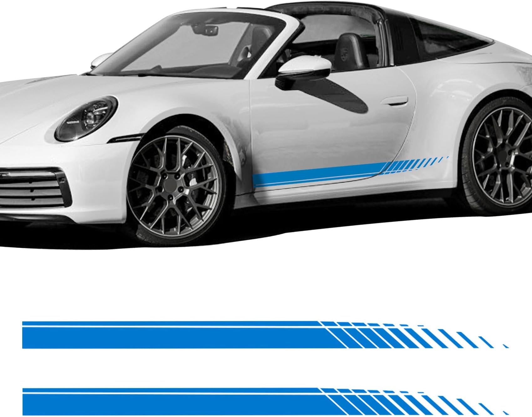2Pcs Sports Racing Stripe Graphic Stickers, Side Door Vinyl Decals, Universal Car Decoration Accessories (Blue)