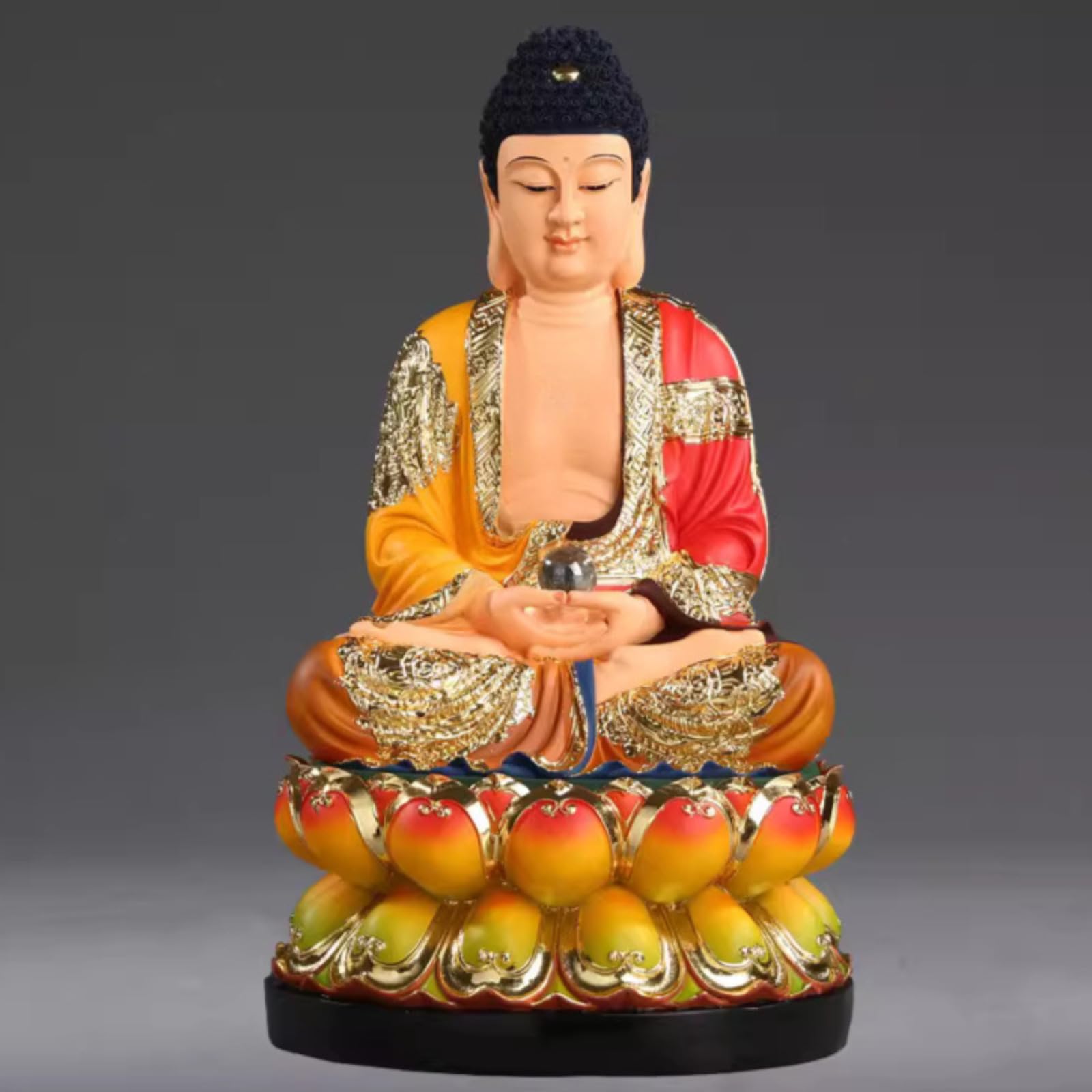 Aottsd Sakyamuni Buddha Statue Brass Household Tabletop Enshrine Sculpture 30Cm