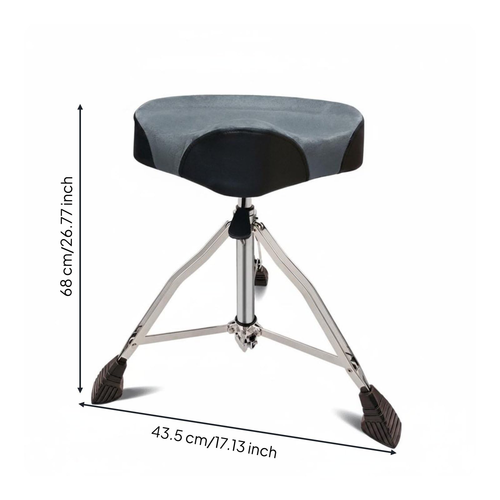 Amagogo Taburete de Batería Ajustable Trono de Batería Asiento de Tambor Silla de Batería Regulable Precisa Estabilidad, Gris, Taburete De Batería Tipo Silla De Montar con Ajuste De Presión De Aire
