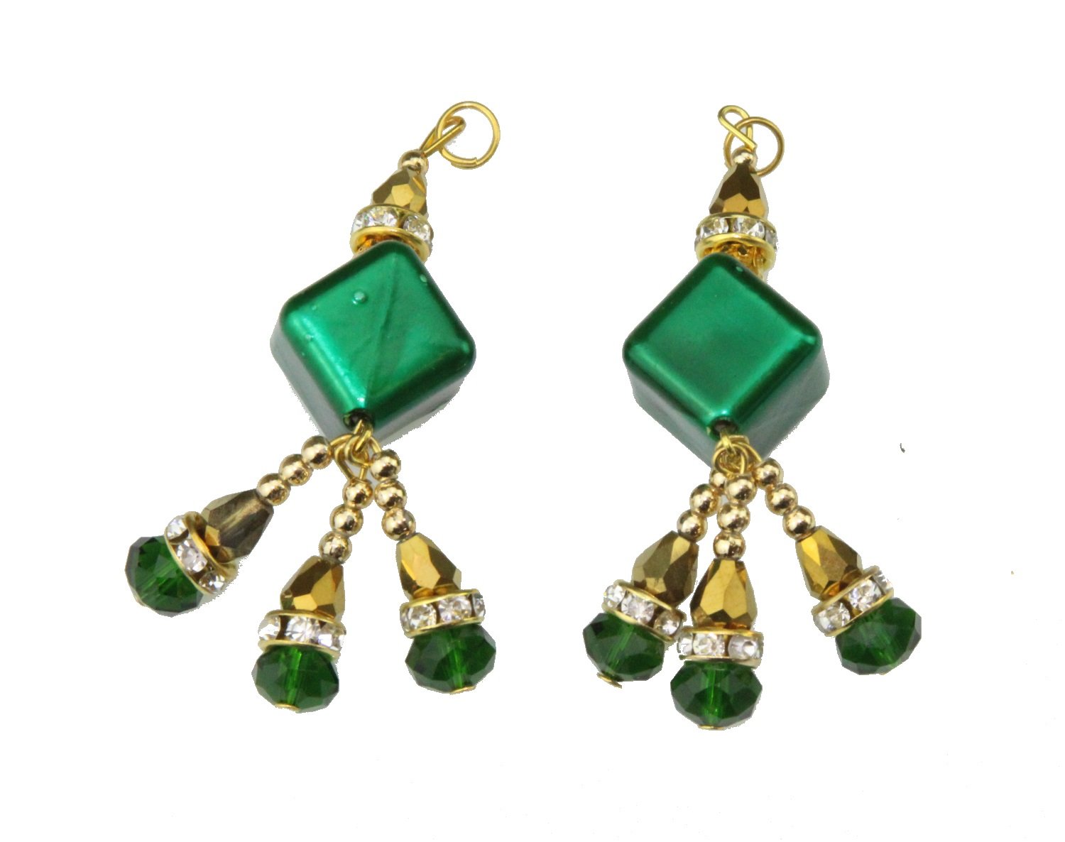 India Bazaar Green Dark Saree Blouse Duppata Lehenga Latkan Tassel Indian Accessory (Style 7.5)