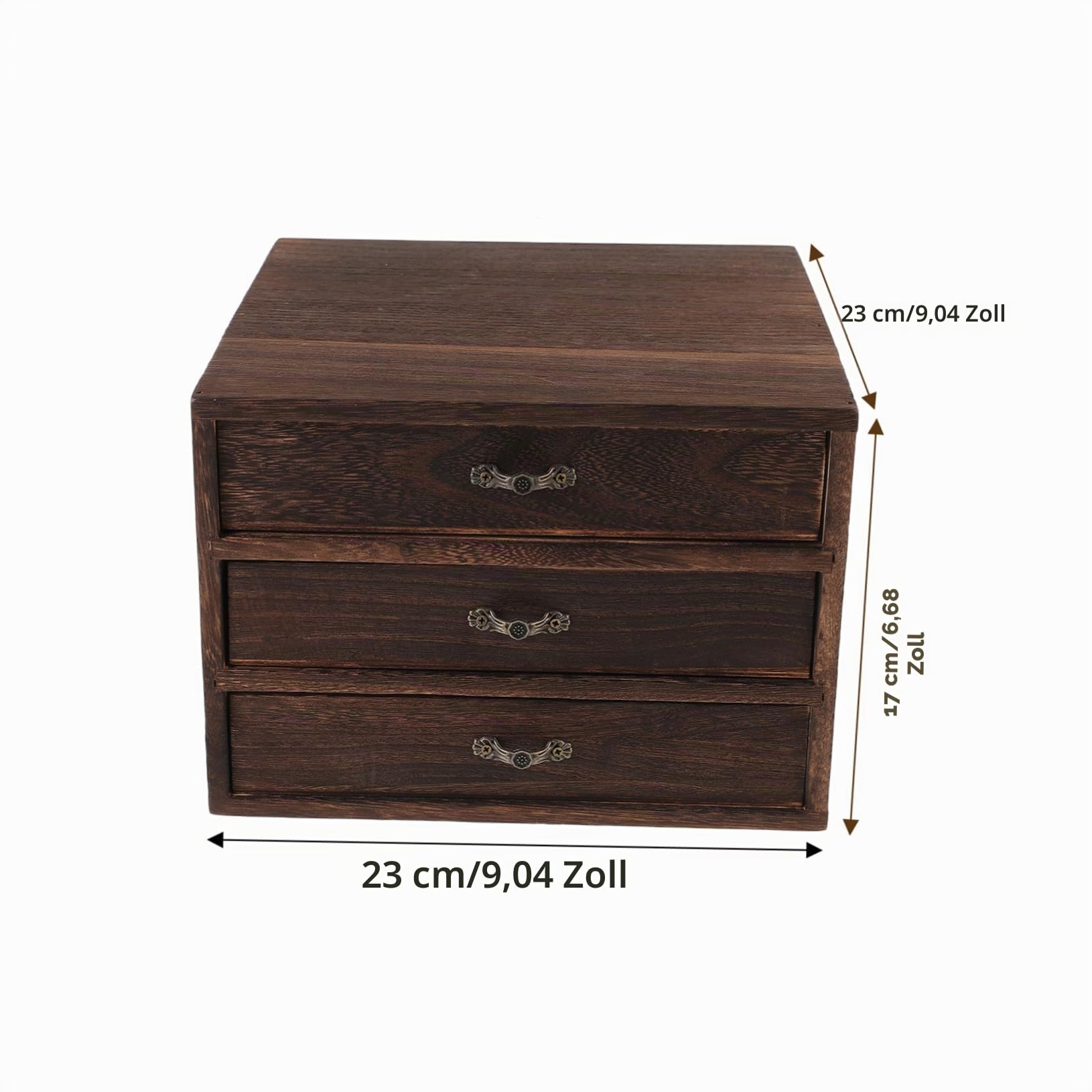 Vintage Holz Aufbewahrungsbox Mit Schublade Schreibtisch-Organizer Für Schlafzimmer Büro Und Wohnzimmer Leichte Und Praktische Holzkommode Für Schmuck Und Geschenke