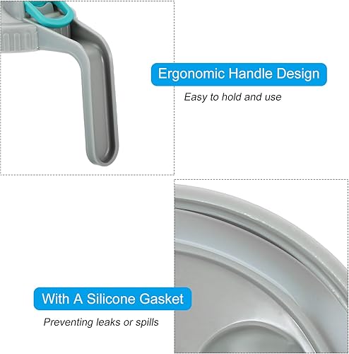 Miniatura 5 de PATIKIL Tapas de boquilla para verter tarro Mason con asa, 2 tapas abatibles de boca ancha, sello hermético a prueba de fugas, color gris claroazul