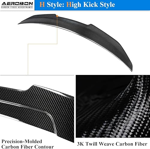 Miniatura 5 de AeroBon Alerón de maletero de fibra de carbono real compatible con Audi A4 S4 B9 2017-2024 Spoiler trasero (estilo H) High Kick