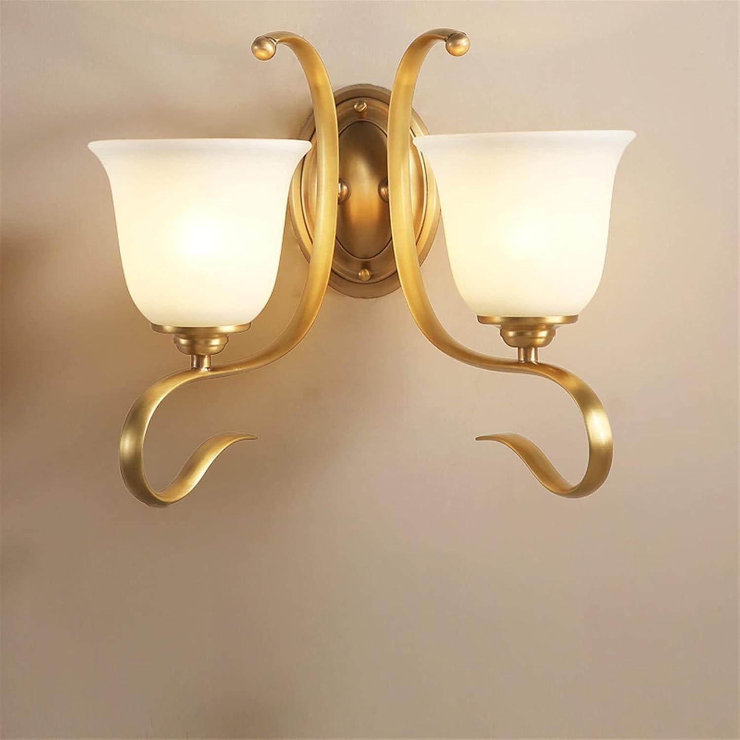 HYJAUSXB Wall Light, All Copper Lamp, Modern Sconce for Bedroom and Bedside, Soft European Style