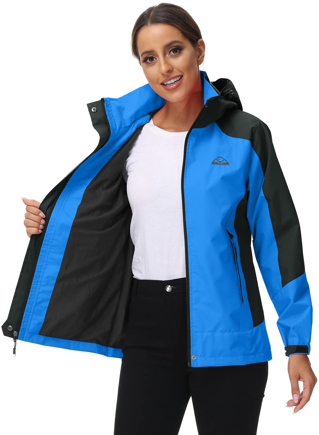 YSENTO Giacca da trekking da donna, impermeabile, leggera, traspirante, con cappuccio rimovibile