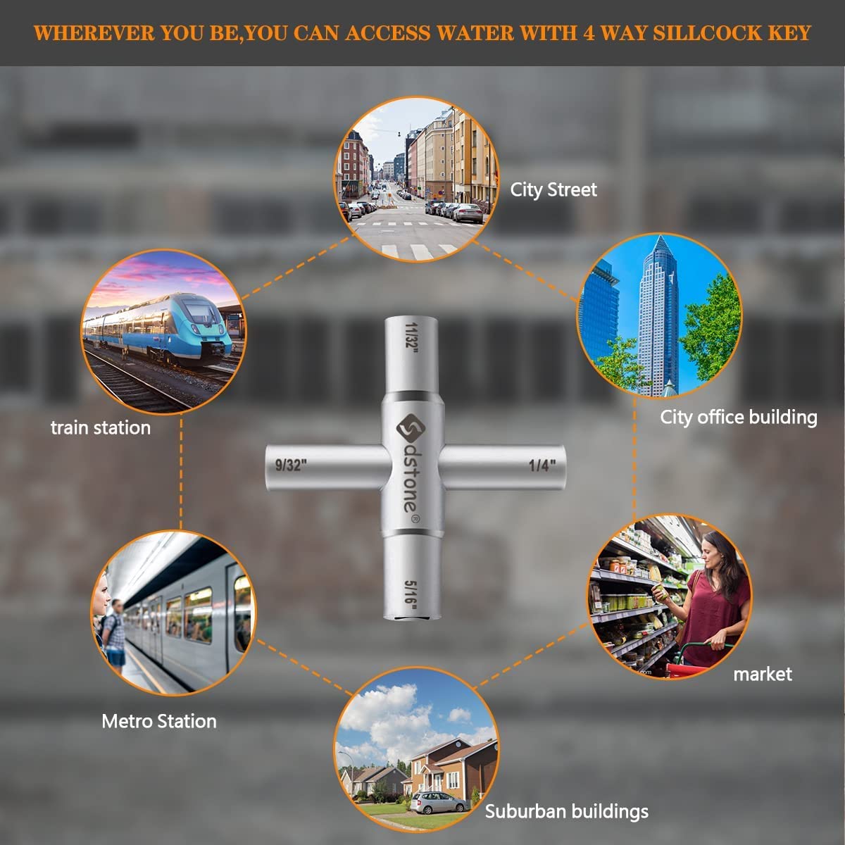 Snapklik.com : 4 Way Sillcock Key,Steel Water Key, For Valve, Faucet ...