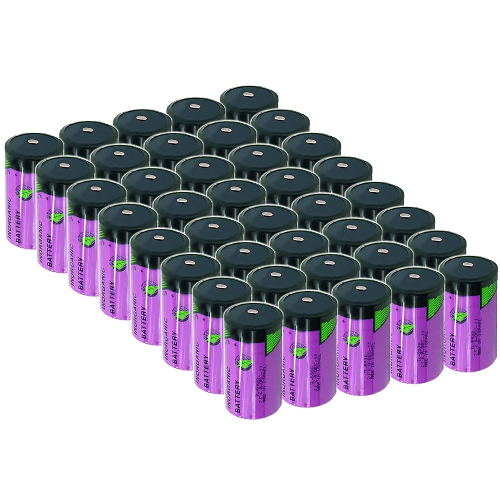 LCCJYHJFFHH «40 Pack» 3.6V 19000mAh TL-5930 Non-Rechargeable Lithium-Thionyl Chloride (Li/SOCL2) Battery for Tadiran TL-5930 Series Size D