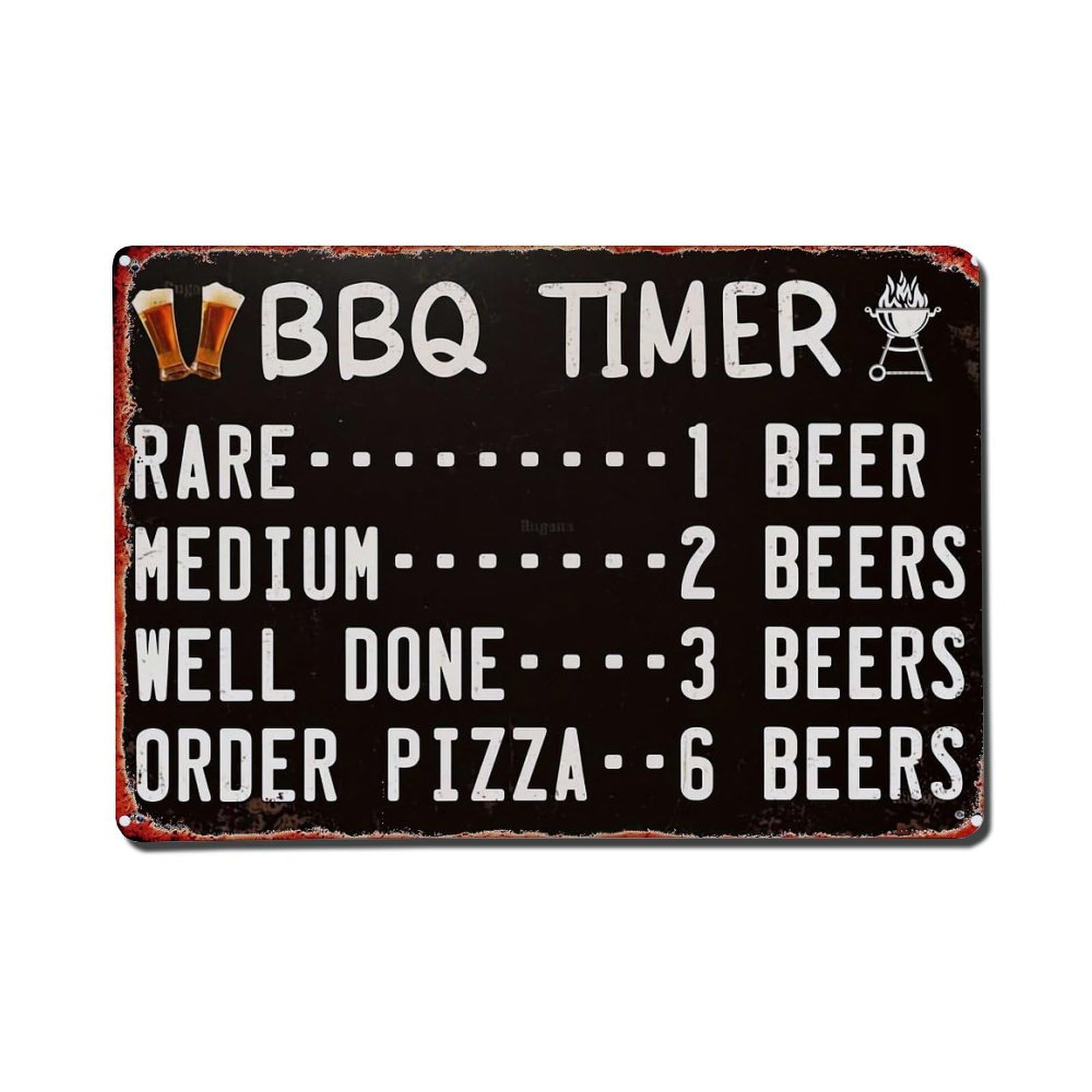 Lvalogy Style Bbq Timer Beer Guide Sign Metal Tin Sign Plaque