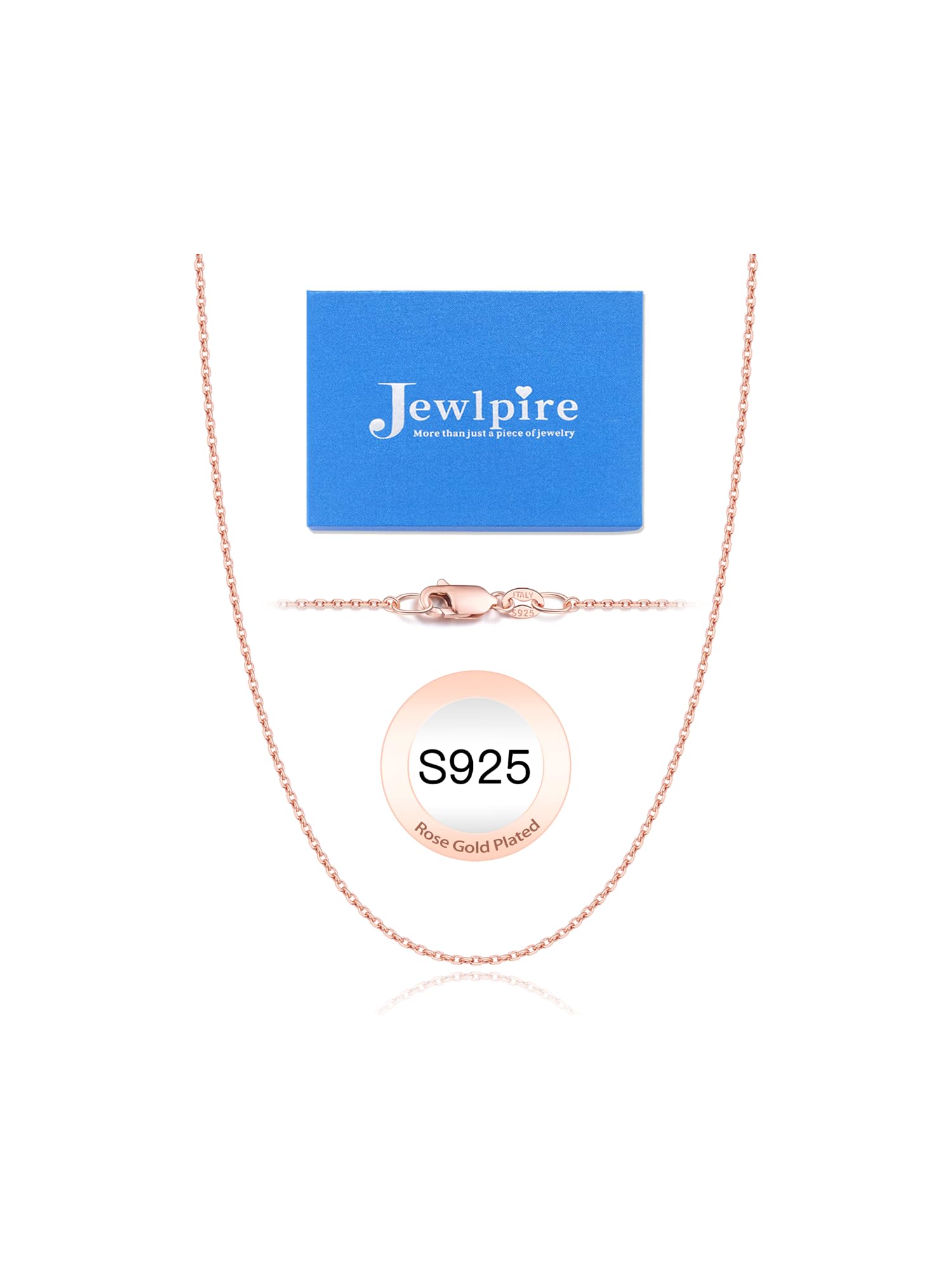 Jewlpire 18k Gold Plated 925 Sterling Silver Chain Necklace for Women, 1.3mm Thin & Dainty & Sturdy Cable Chain Necklace Women's Chain Necklaces 14/16